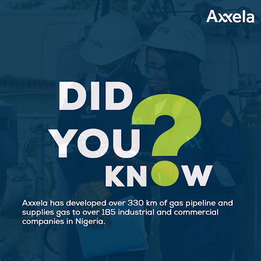 AxxelaGroup's tweet photo. With a focus on providing innovative solutions and playing an essential role in resolving Nigeria's energy problems, we have built over 330 kilometers of gas pipeline supplying gas to over 185 industrial and commercial companies in Nigeria.
#Axxelaeffect
#SwitchtoNaturalGas https://t.co/jKYJfHntPv