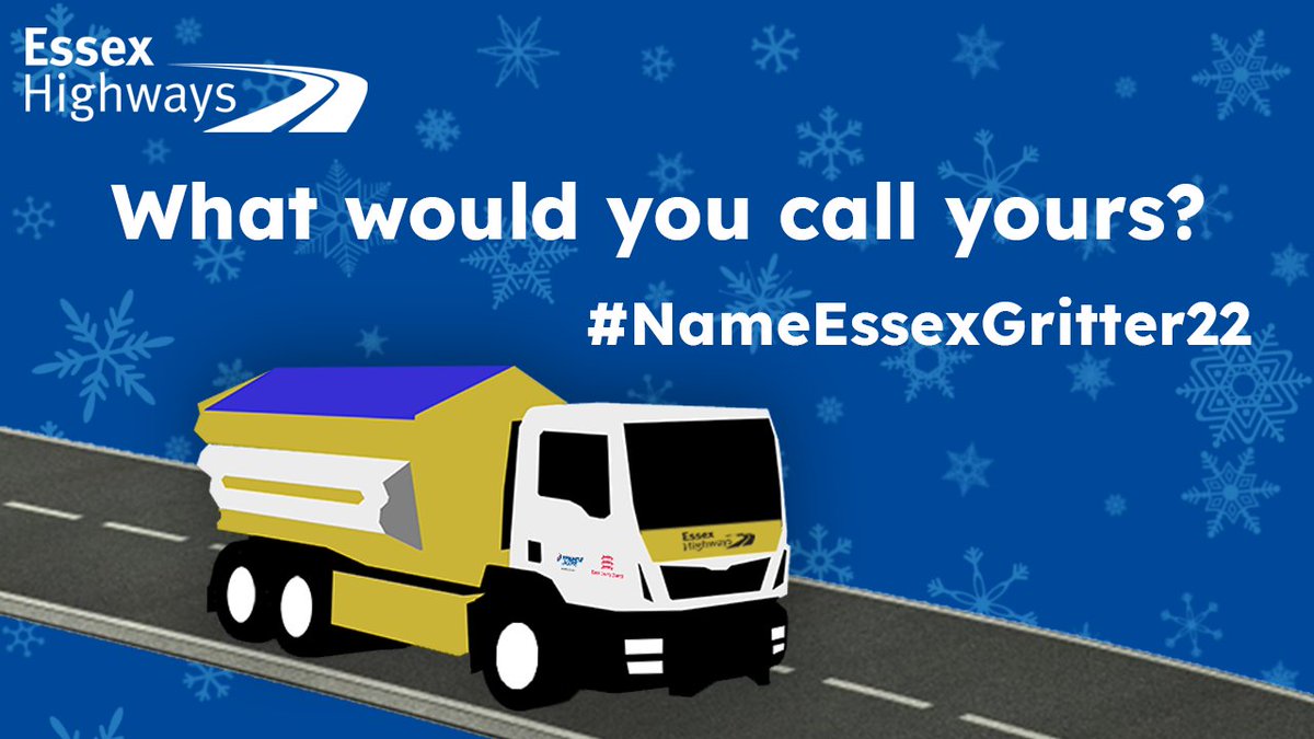 There's just one week left to submit your name suggestions for our new gritters! How to enter: Step 1: Follow Essex Highways on Twitter Step 2: Comment on one of our Name the Gritter posts with your name suggestion using #NameEssexGritter22 The rules: essexhighways.org/news/1/give-a-…