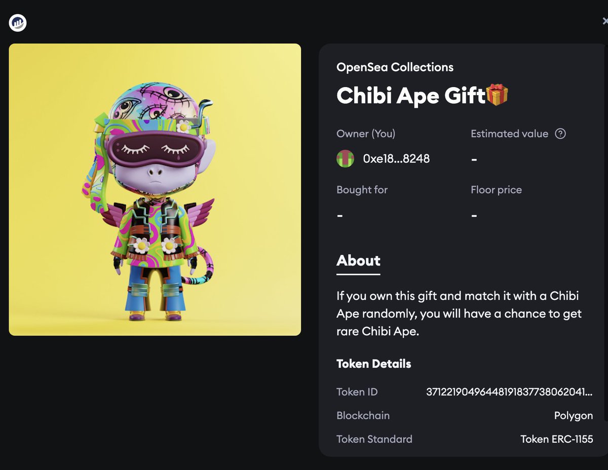 younggnipsie's tweet photo. @ChibiLabs Yo is this real? I received a gift on my MetaMask portfolio, but i cannot see it on opensea. https://t.co/rB4L0bXyeW