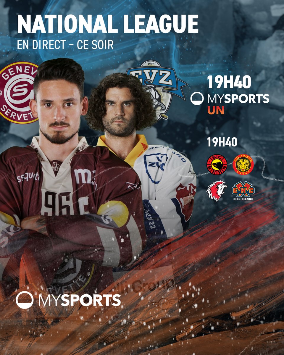 MySports_CH_fr's tweet photo. 3⃣ matchs ce soir en @NLch_official. Le @officialGSHC, le @lausannehc et le @ehcbiel sont, entre autres, en action.
Les chaînes 📺:
#GSHCEVZ UN
#SCBSCL 2️⃣
#LHCEHCB 3️⃣
#MySports | #HomeofHockey | #Jesuisfan https://t.co/K1hZudJDwP