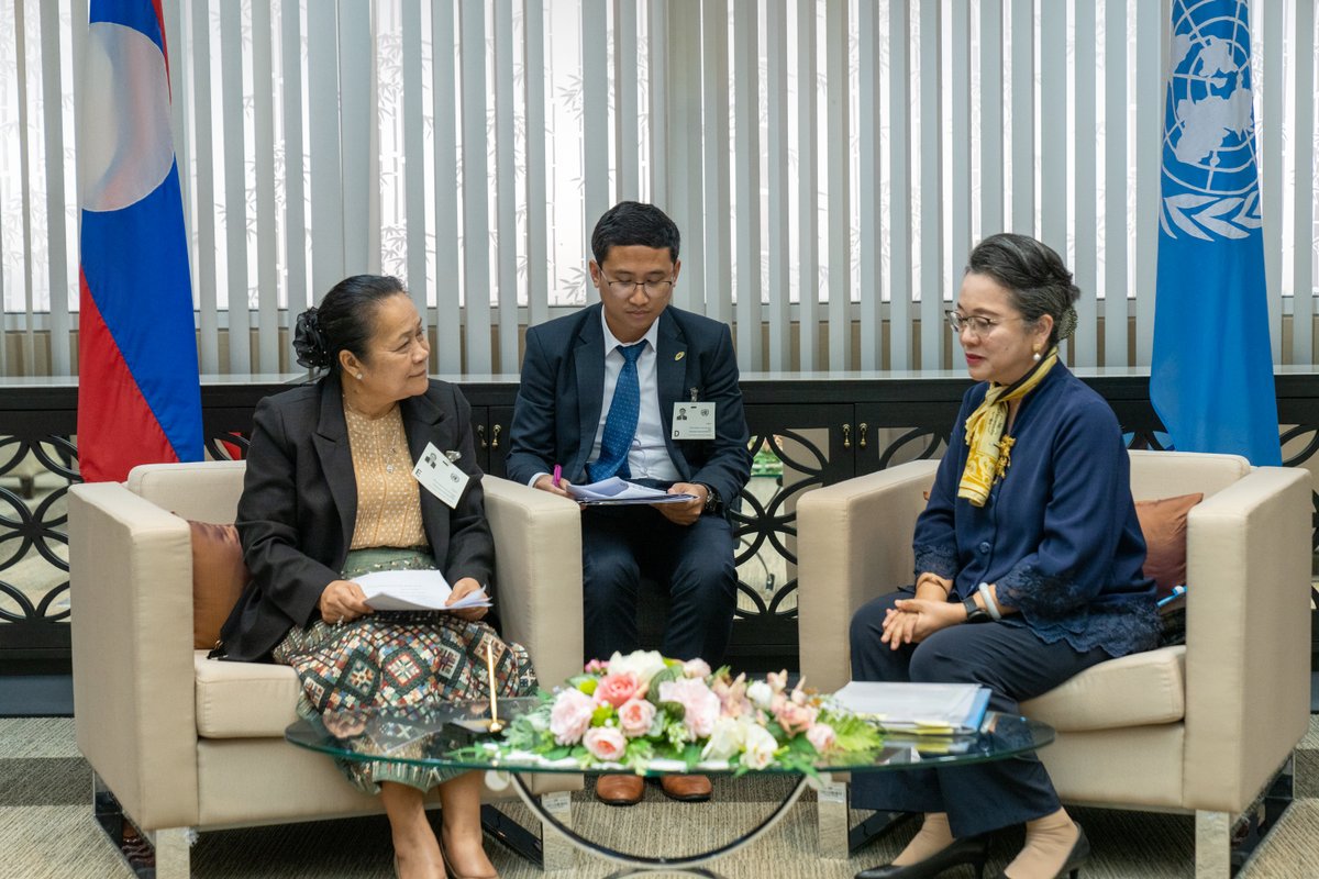 UN_Armida's tweet photo. Successful close of #EnvCom7 with an #AsiaPacific Ministerial Declaration to ramp up #climateaction and protect our #environment. I thanked Vice Minister Vilaykham Phosalath for #LaoPDR's support in its adoption and following up on its recommendations towards a sustainable future https://t.co/bpG2HHPrUh