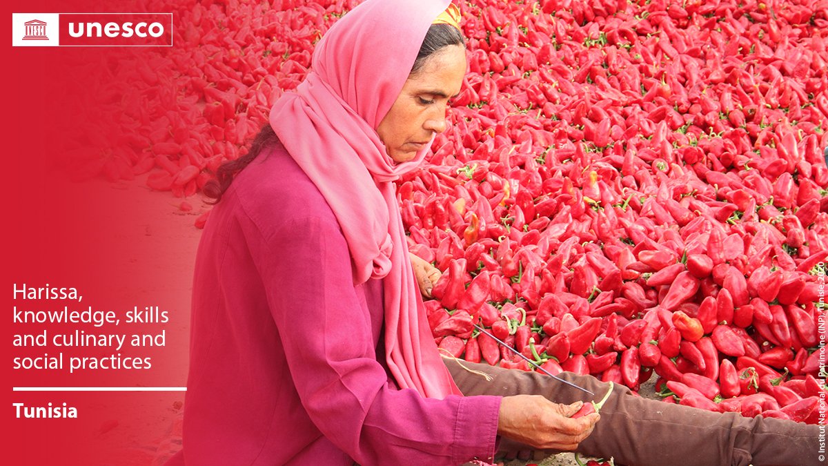 🔴 BREAKING

Just inscribed on the #IntangibleHeritage List: Harissa, knowledge, skills and culinary and social practices.

Congratulations #Tunisia 🇹🇳!

ℹ️ on.unesco.org/ICH2022 #LivingHeritage