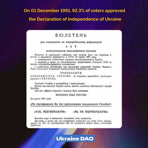 On 01 December 1991, 31 years ago, we chose to be an independent state 

✨That turned out to be only the beginning of our fight for the right to exist and to be free.

✨It's tough to be Ukrainian these days. But I wouldn't want to be anyone else.

#UkraineWillWin