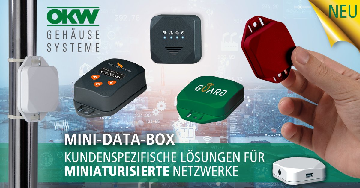 OKWGehaeuse's tweet photo. Unsere innovative und kompakte MINI-DATA-BOX mit unseren kundenspezifische Modifikationen: So wird aus unserem Standardgehäuse Ihr individuelles Produkt. Welche MINI-DATA-BOX passt optimal zu Ihrem Projekt?
https://t.co/dVzCdhDY3c
#gehäuse #messtechnik #elektronikdesign #IoT https://t.co/wMpgBtLrDl