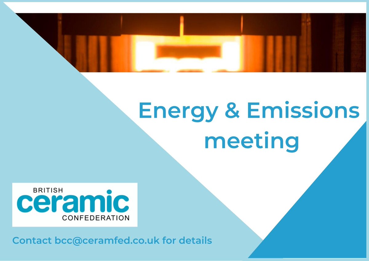 British Ceramic Confederation (@ceramfed) on Twitter photo Our next Energy & Emissions Meeting is on Wednesday, 7 December. Any member wishing to join us can email bcc@ceramfed.co.uk for details.
#UKceramics #ceramics #energy #meeting #emissions Our next Energy & Emissions Meeting is on Wednesday, 7 December. Any member wishing to join us can email bcc@ceramfed.co.uk for details.
#UKceramics #ceramics #energy #meeting #emissions