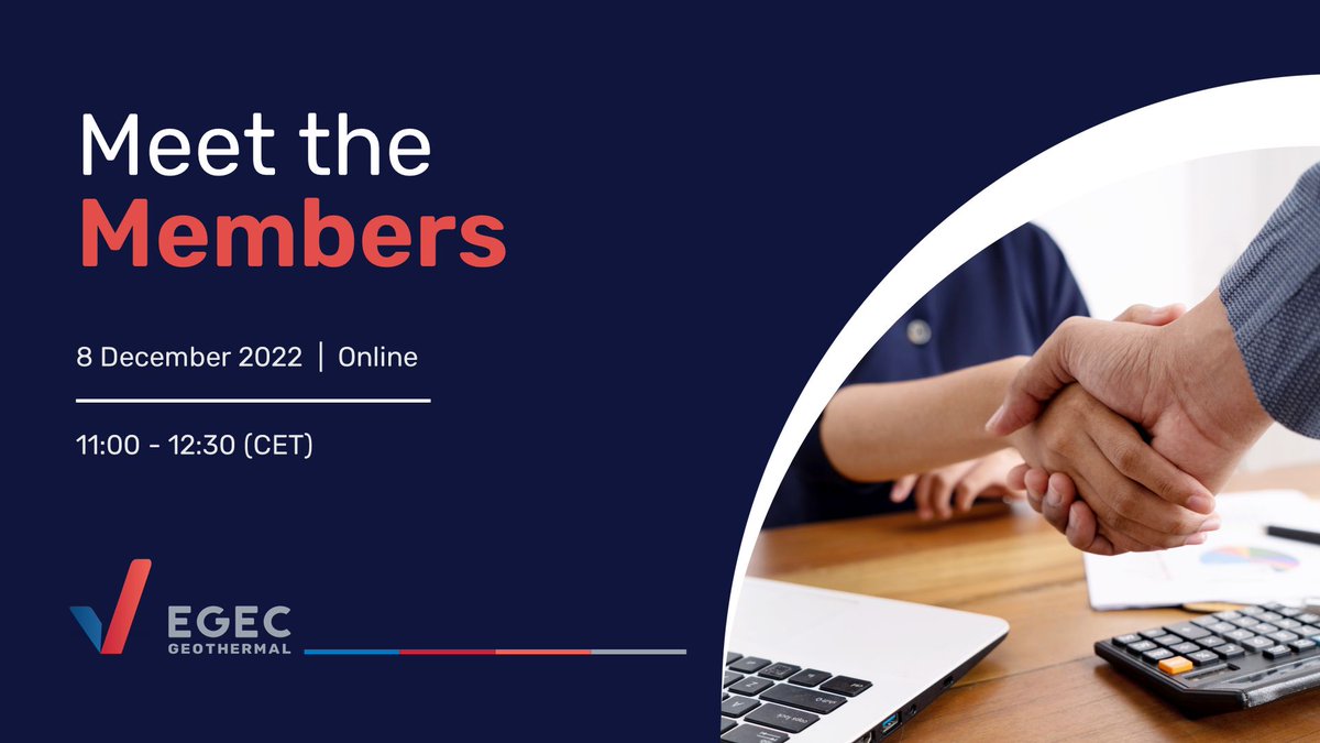 EGEC (@egec_geothermal) on Twitter photo 📣Register to join us!👉🏻
lnkd.in/e9tZRcfd
📆 8.12.2022
🕚 11:00(CET),Online
During this 5th event of the series, the new EGEC members will present their organisations to illustrate their contribution to the geothermal sector, their #innovations & #expertise. 📣Register to join us!👉🏻
lnkd.in/e9tZRcfd
📆 8.12.2022
🕚 11:00(CET),Online
During this 5th event of the series, the new EGEC members will present their organisations to illustrate their contribution to the geothermal sector, their #innovations & #expertise.