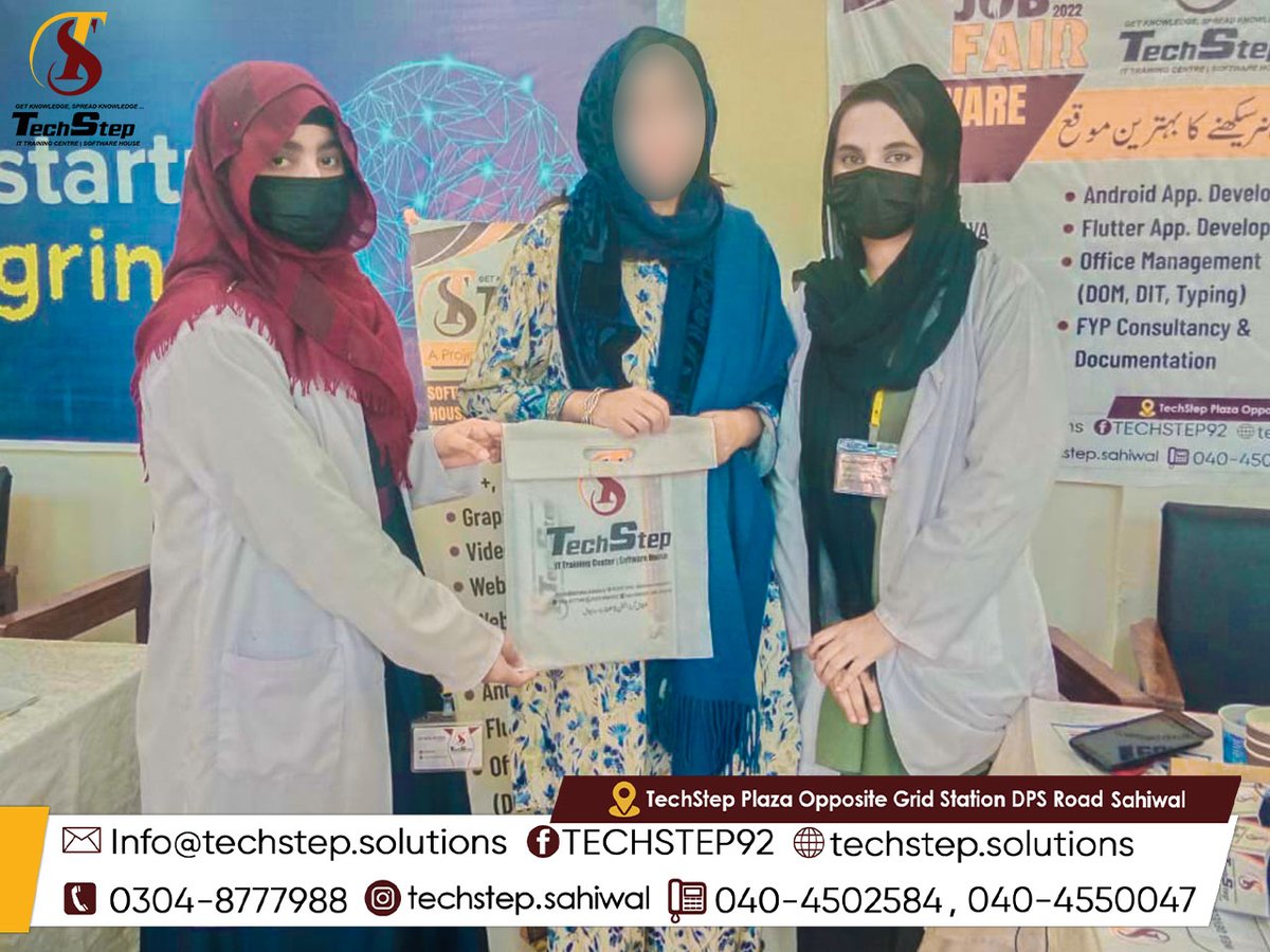 techstep00's tweet photo. Team TechStep is very thankful to Mam Misbah Chemistry Lecturer at Government College of Technology for Women for visit our stall in Job Fair 2022.
.
.
.
.
#tevta #jobfair #jobfair2022 #techstep #teamwork #techstepsahiwal #it #zeeshannabi #softwarehouse #jobs #students #sahiwal https://t.co/99i0GGnOZ9