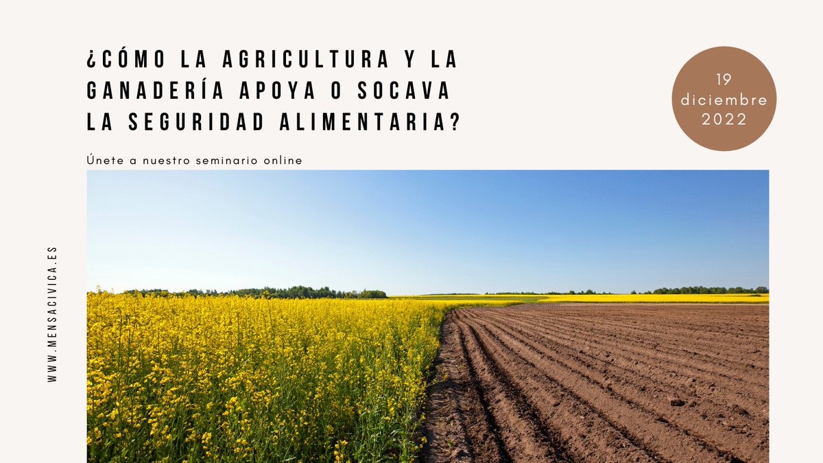 El 🗓️próximo lunes 19/12 organizamos este Seminario online "¿Cómo la agricultura y la ganadería apoya o socava la seguridad alimentaria?" con unas maravillosas ponentes de <a href="/PorOtraPAC/">Por otra PAC</a> <a href="/FGlobalNature/">Fundación Global Nature</a> <a href="/SEAE_Agroecolog/">SEAE</a> y <a href="/TrashumanciayN/">TrashumanciayN</a> 

➕info y registro ➡️ bit.ly/3VpcVfp