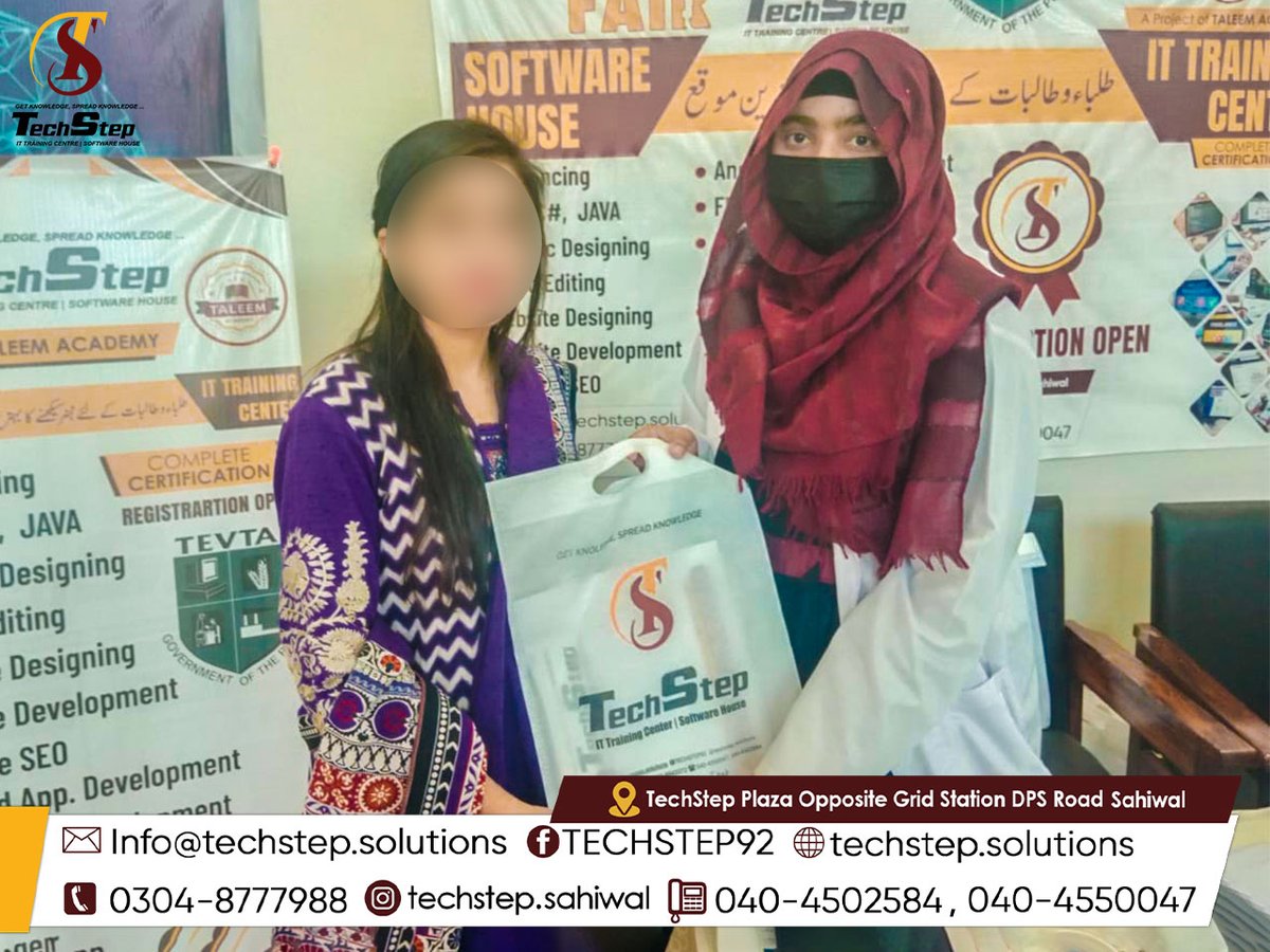 techstep00's tweet photo. Team TechStep is very thankful to Mam Fakhra Irum, IT Instructor at Government College of Technology for Women for visit our stall in Job Fair 2022.
#tevta #jobfair #jobfair2022 #techstep #teamwork #techstepsahiwal #it #zeeshannabi #softwarehouse #jobs #students #sahiwal #gct https://t.co/sV9RWpC46o