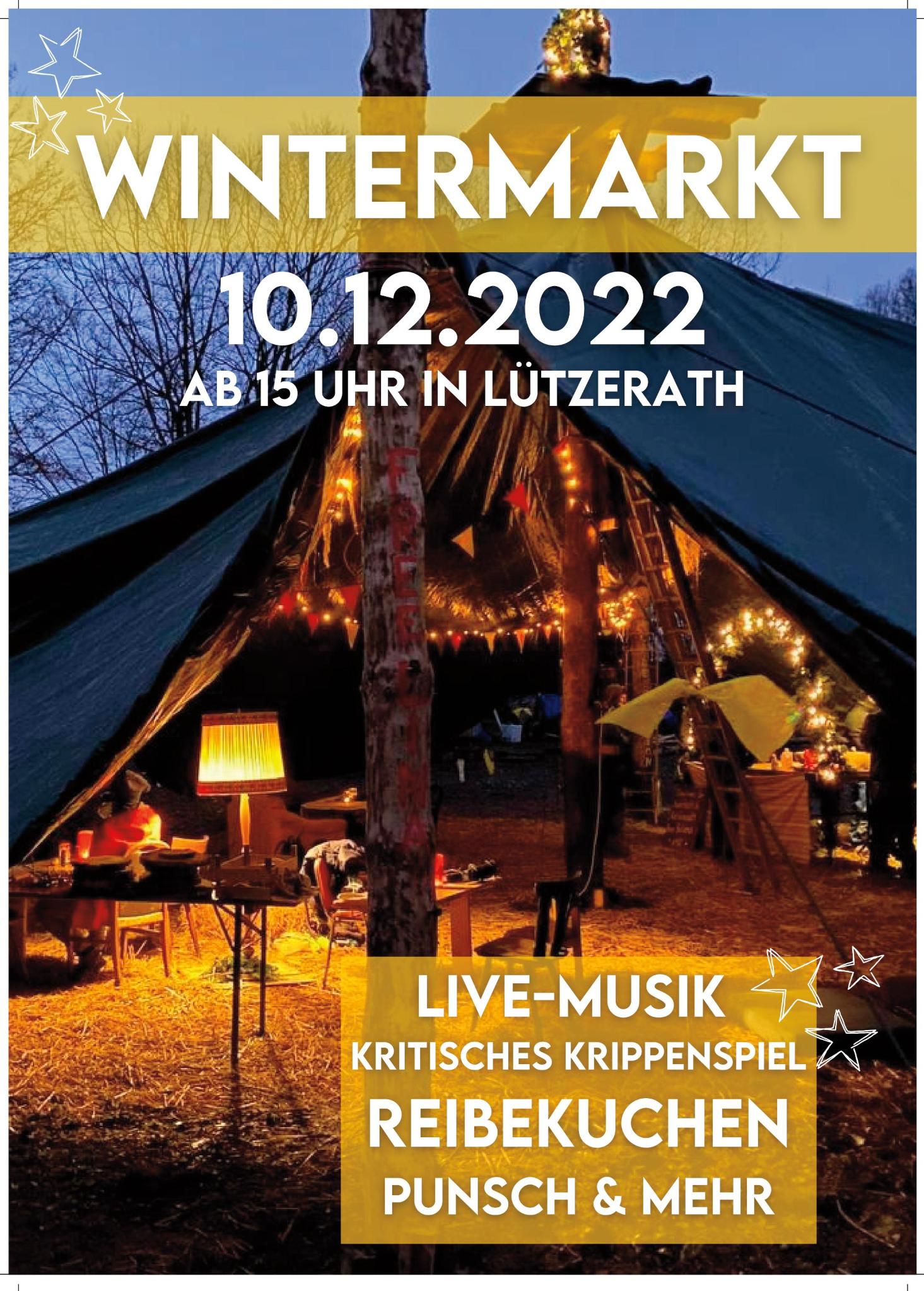 Sharepic Wintermarkt 10.12.2022 ab 15 Uhr in Lützerath Livemusik, Punsch und mehr