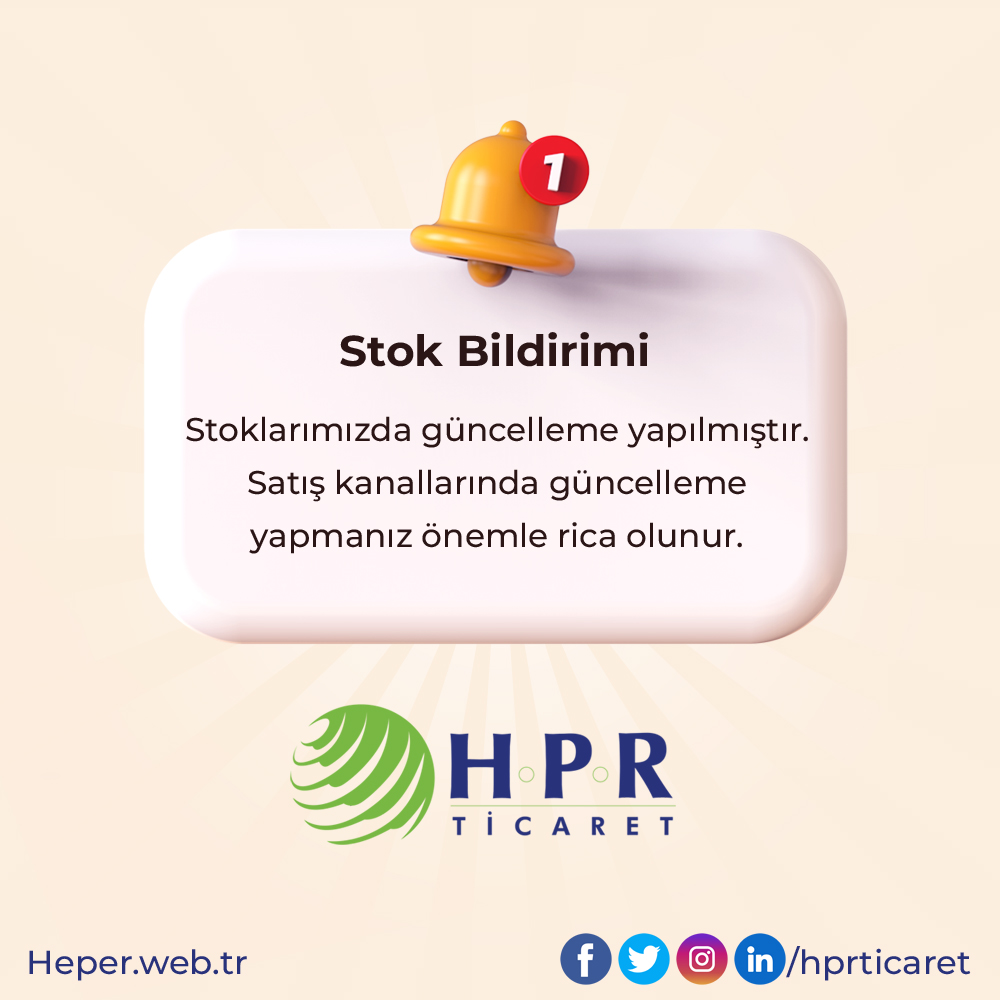 HPR-21021 kodlu ürün stoklarımızda tükenmiştir. Bir aksilik yaşanmaması adına satış kanallarında güncelleme yapmanız önemle rica olunur. Bol kazançlı günler dileriz.
heper.web.tr
#eticaret #toptan #îthalat #tedarik #dropshipping #trendyol #hepsiburada #ciceksepeti