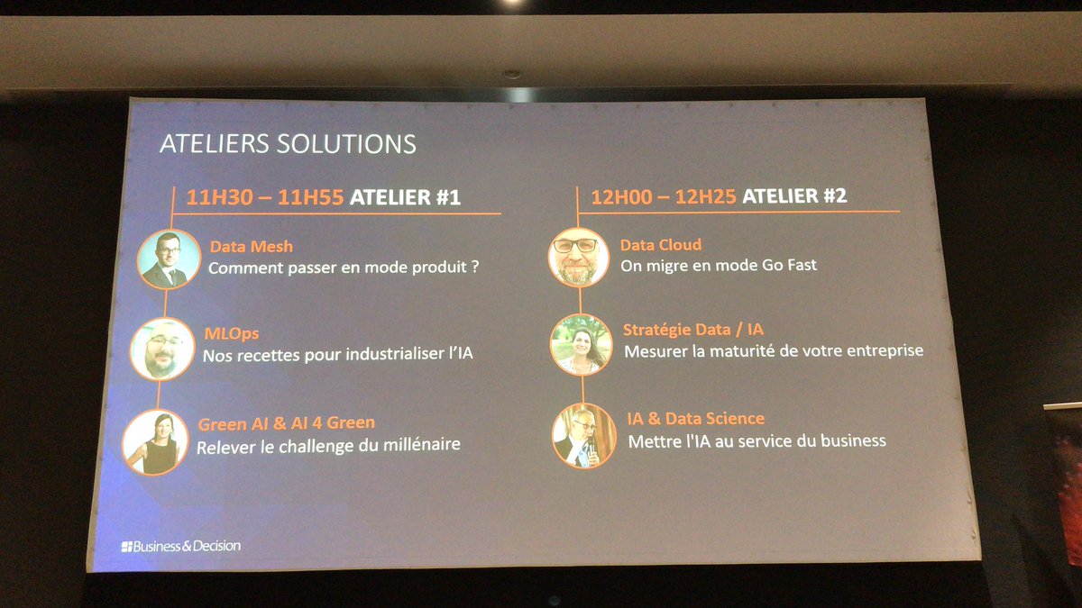 BD_Group's tweet photo. Rdv à 11h30 et 12h pour nos ateliers 🔥
Au programme : Data Mesh, MLOps, Green AI, Cloud, Stratégie, IA et Data Science
#MatinaleBD #Data #IA https://t.co/XCsamuPO3e