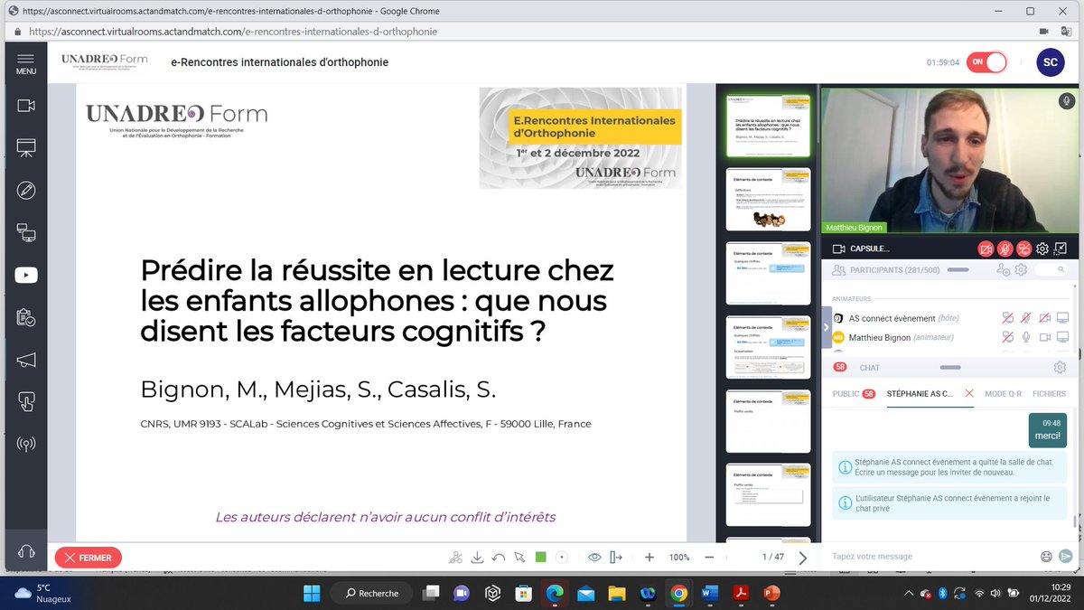 Scalab_umr's tweet image. Félicitations à #Matthieu_Bignon pour sa conférence au congrès de @unadreo (1 &amp;amp; 2 dec). Etudier l&apos;apprentissage de la lecture chez les enfants allophones. Enjeu cognitif!
#Equipe_langage @RechercheUlille @CNRS_HdF @psysef_ulille  #matthieu_bignon #SandrineMejias #SeverineCasalis