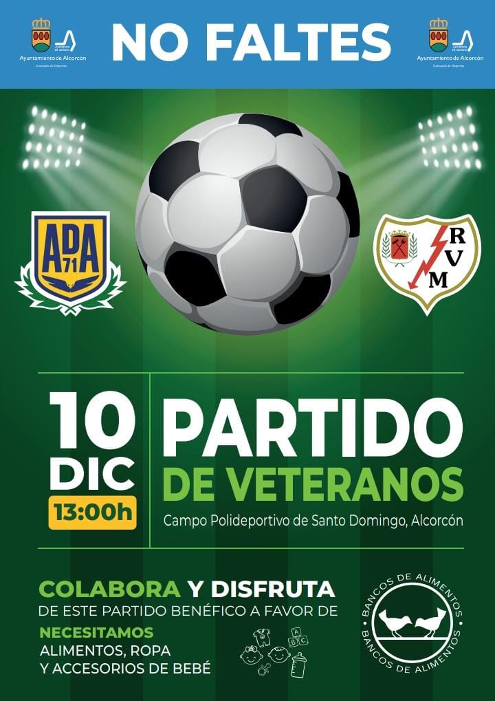 ADVADALCORCON's tweet photo. Como cada #Navidad, vuelve el #Partidobeneficoadvada Este año será contra nuestros amigos del @rvmveteranos y en beneficio de @bancoalimadrid Sobre todo es necesario comida infantil, para Bebés, así que anímate y contamos contigo! Sábado 10 de diciembre a las 13:00h!! https://t.co/HWFPTdHqJA