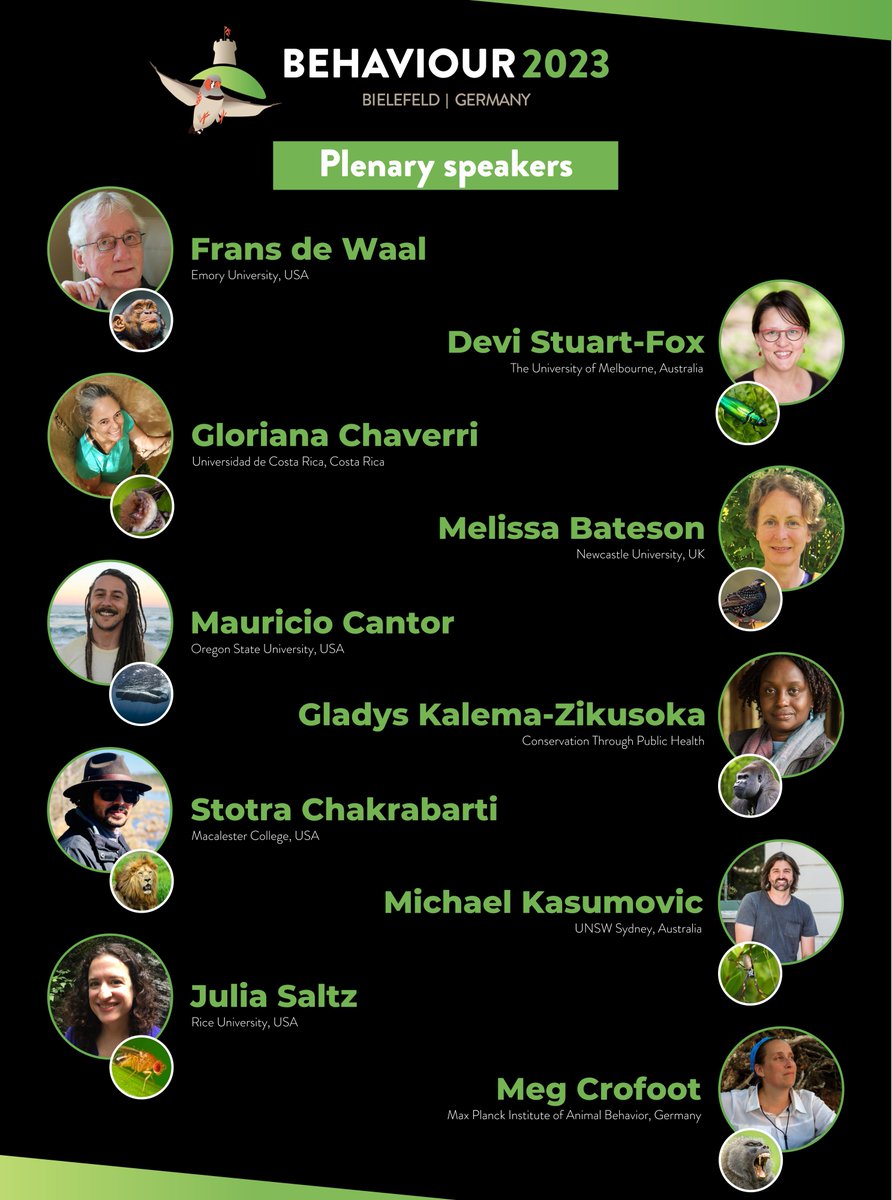 We are so proud and excited about this line up of amazing &amp; diverse plenary speakers for #Behaviour2023! 👏 Can't wait to see you all in Bielefeld next year! 

For the complete 🧵of plenary announcements: bit.ly/3AZyefx