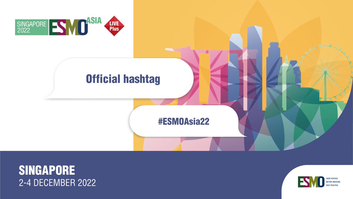 Do not forget that #ESMOAsia22 is the official hashtag for the ESMO Asia Congress 2022. Use it in all your posts & conversation to make it easier for the #OncologyCommunity to access the latest science & engage on social together.  
👉ow.ly/Nso350LS5HK