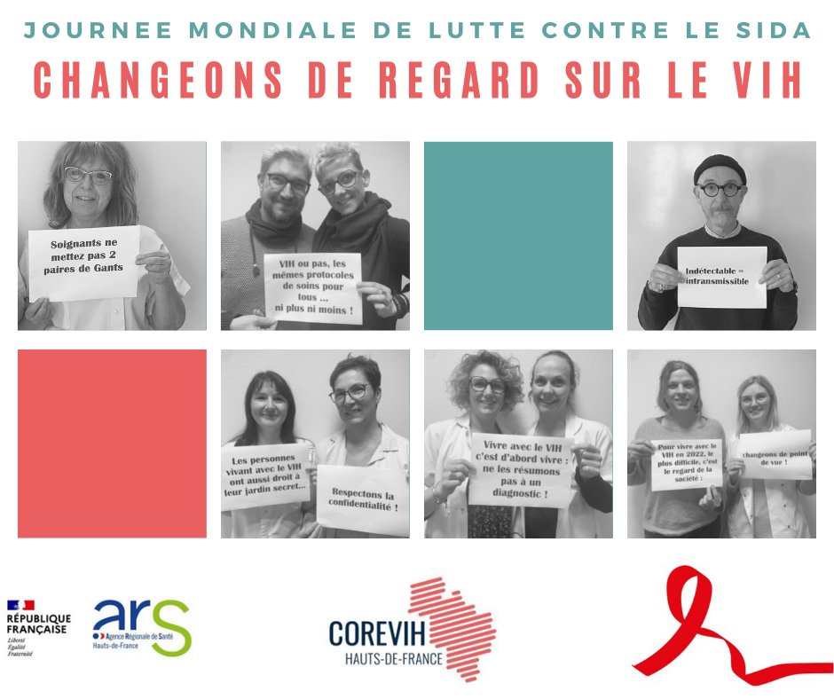 🩸 Journée mondiale de lutte contre le SIDA ! ⚠️Les discriminations envers les personnes séropositives sont encore trop présentes, y compris dans le milieu du soin. ✊Les acteurs du COREVIH s'engagent au travers de messages à destination des soignants ! corevih-hdf.fr/temps-forts/1e…