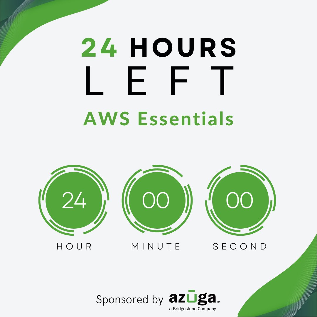 KonfHub's tweet photo. The clock’s 🕰️ ticking & countdown’s begun!
The #AWSEssentials quiz will start TOMORROW!
Click here to participate in the #AzugaQuiz: https://t.co/w88qsTYnMk
#Azuga #Quiz #TechChallenge #AWS @Azuga_GPS https://t.co/lBsxLXCzKi