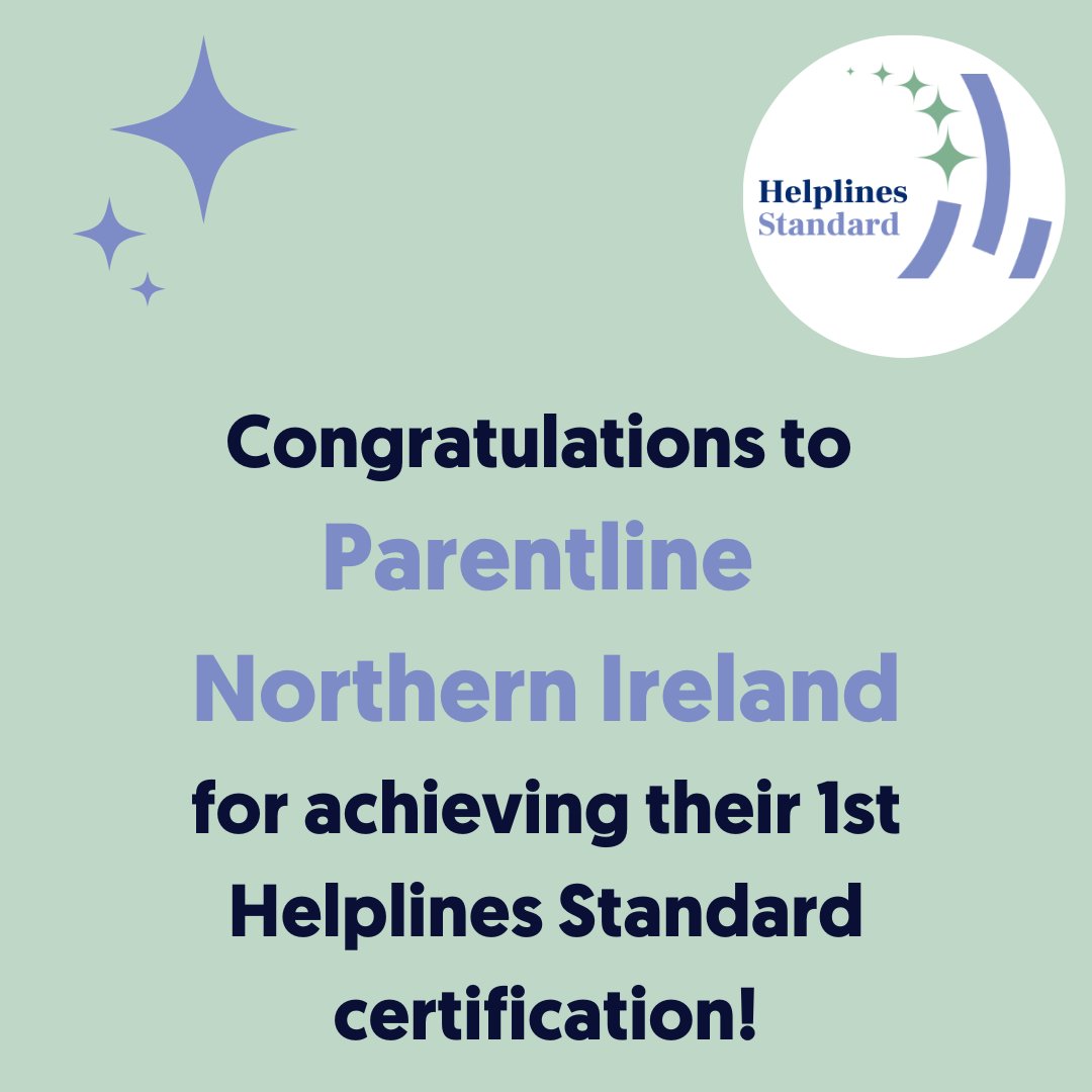 Congratulations to @ParentlineIre for achieving their 1st #HelplinesStandard certification! The advisors offer a high-quality service, displaying an extensive range of contact handling behaviours and championing parental self care, in line with their mission statement.