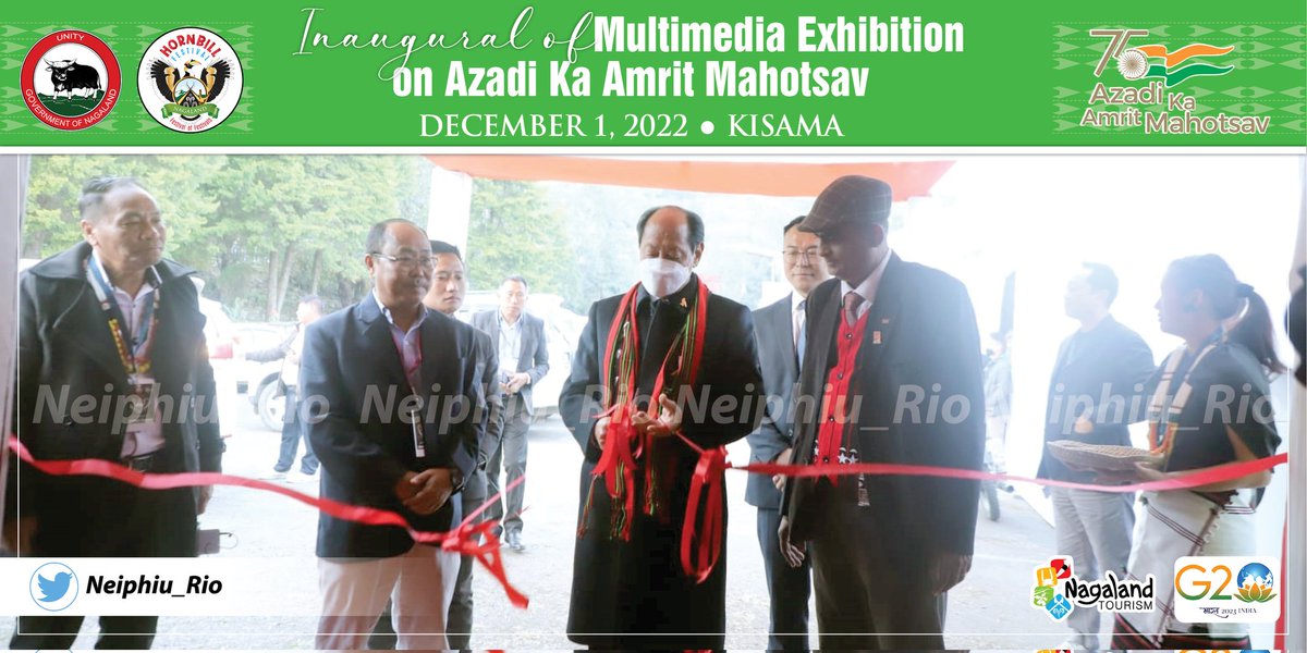 Happy to inaugurate Hortiscape and also Multimedia Exhibition on #AzadiKaAmritMahotsav at the Naga Heritage Village, Kisama. Best wishes to all. #Nagaland #LandOfFestivals  #HornbillFestival2022 #FestivalOfFestivals