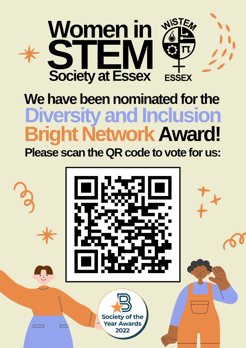 ChloeATasker's tweet photo. Our society @EssexWistem is a finalist for the Bright Network awards for the second year in a row! We're really determined to win this year, so please share, watch our nomination video, and vote🎉 https://t.co/gHjbkAysS3
#society #brightnetwork #essex #STEM #womeninSTEM https://t.co/ZpoQ8vqf3d