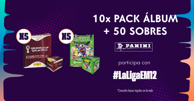 LaLiga's tweet photo. 😜⚽📕 ¿La de terminar el álbum de @paninicromos te la sabes? ¡Ahora sí te la vas a aprender!

- RT y follow @LaLiga y @paninicromos
- Comenta con #LaLigaEM12 cuál fue el primer álbum de cromos que hiciste en tu vida

🔥 ¡𝙎𝙊𝙍𝙏𝙀𝘼𝙈𝙊𝙎 10 packs del álbum + 50 sobres!