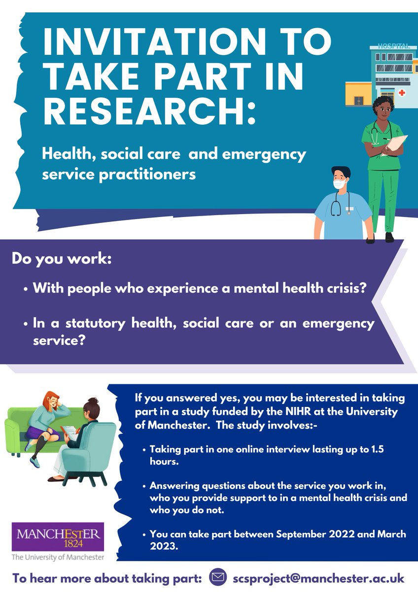 Statutory health, social care and emergency service practitioners are invited to take part in research on exclusion from mental health services during a crisis: