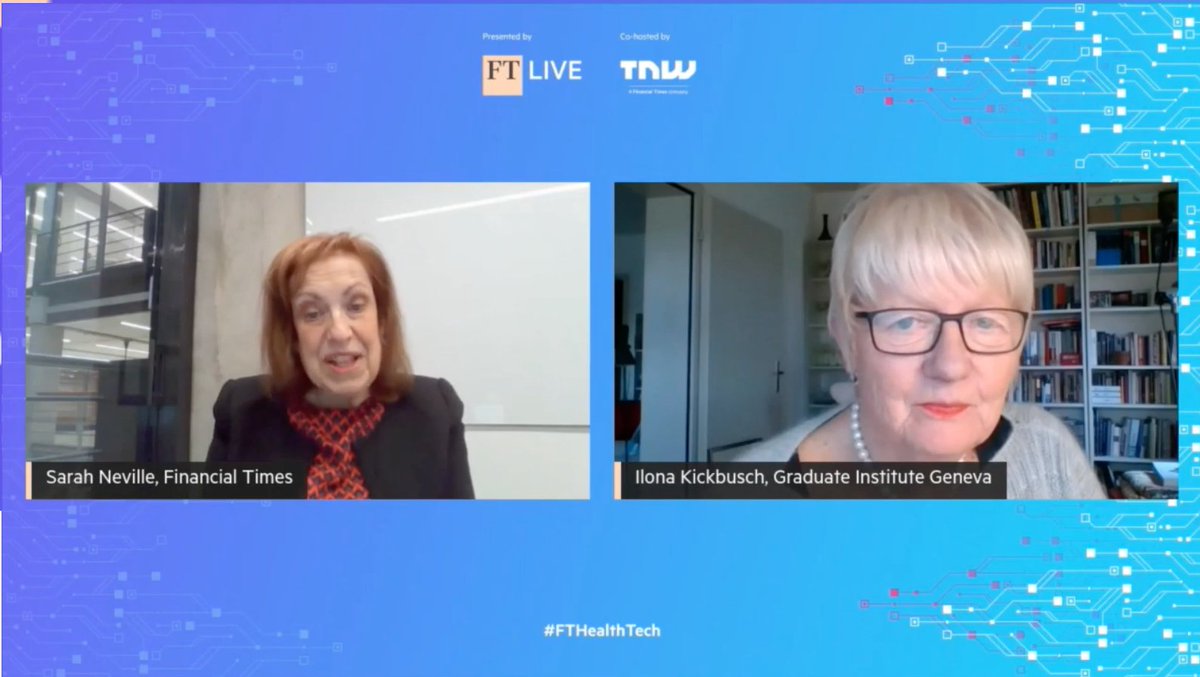DTH_Lab's tweet photo. Speaking now at #FTHealthTech @IlonaKickbusch highlights the digital dimensions of #UHC and importance of addressing the #digitaldeterminants of health @ftlive @SarahNev https://t.co/WDcnX7ljWO