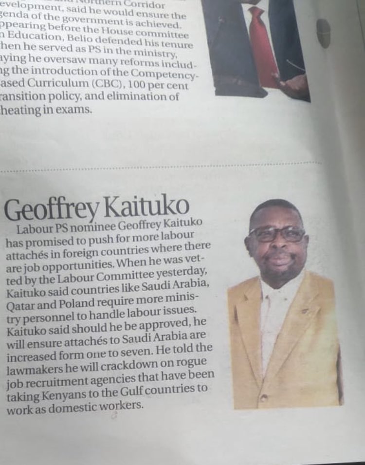 Yesterday, I appeared before the Labour committee of the National Assembly , for vetting as Principal Secretary, Labour !