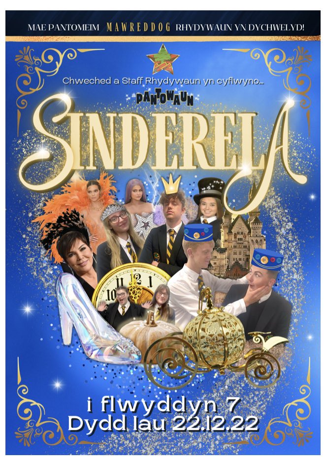 🎄 Pantowaun 🎄  Yn cyflwyno disgyblion Y 6ed • Introducing 6th students;                                   Sinderela: Ellie Penaluna
Traethydd: Alys Watkins
Buttons 1 a 2: Owen Francis a Iestyn Davies
Tywysog: Hedd Morgan
Rosie: Honey Barrow
Daisy: Grace Winstone