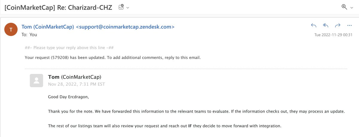 We sent more information to CMC,Make sure we follow this closely.

#DragonSeason $CHZ