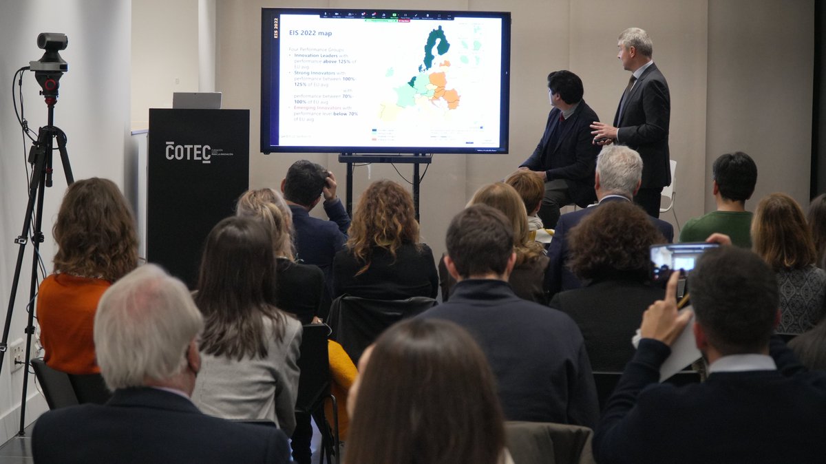 Cotec_Innova's tweet photo. Un lujo haber contado hoy con @Alex_Hobza y #JulienRavet de @EUScienceInnov en la presentación oficial en España del #SRIPreport 2022. El informe de referencia de la I+D+I, que publica cada dos años la @ComisionEuropea 👉 https://t.co/gNJVIb6r60 https://t.co/B1buitsVGV