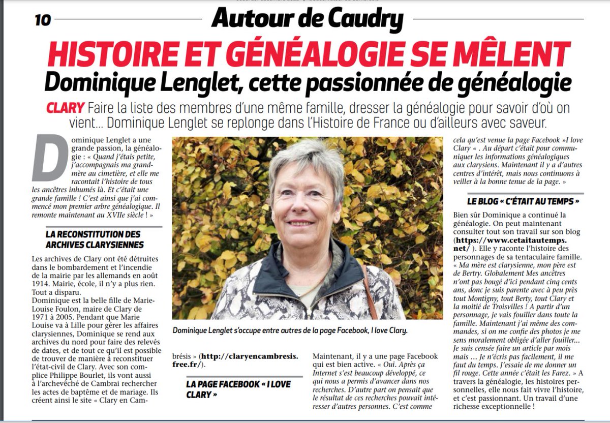 Article paru dans l'observateur du Cambrésis de ce jour . Merci à tous qui partagez vous photos et archives pour alimenter ma passion, merci à Jacques mon mari, dont la patience est mise à l'épreuve et surtout merci à mes lecteurs sans lesquels ce travail n'aurait aucun sens.
