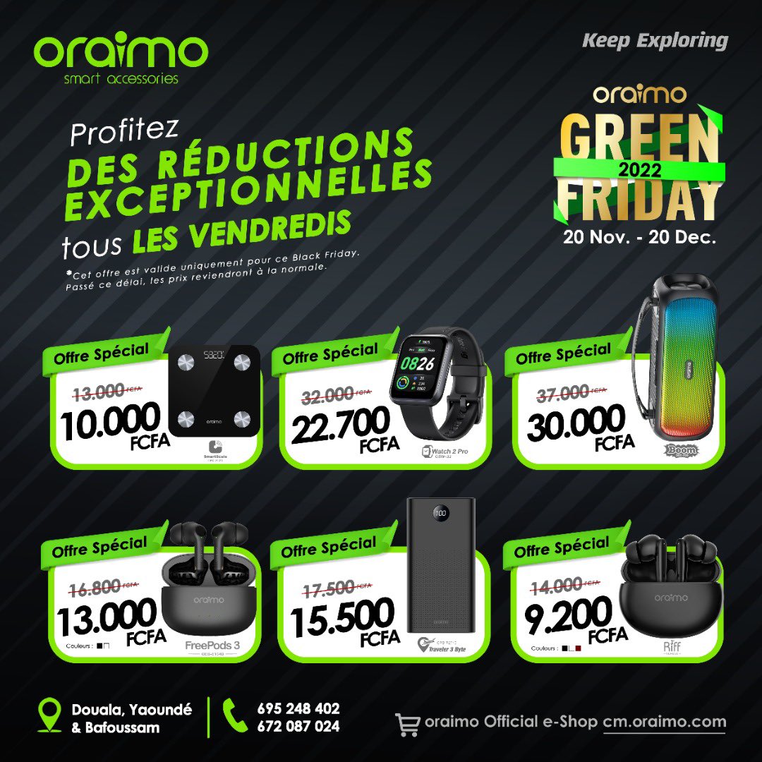 oraimocmr's tweet photo. #oraimo #greenfriday

C’est chaud demain 

👇🏾👇🏾👇🏾 https://t.co/msO3fHBgKg