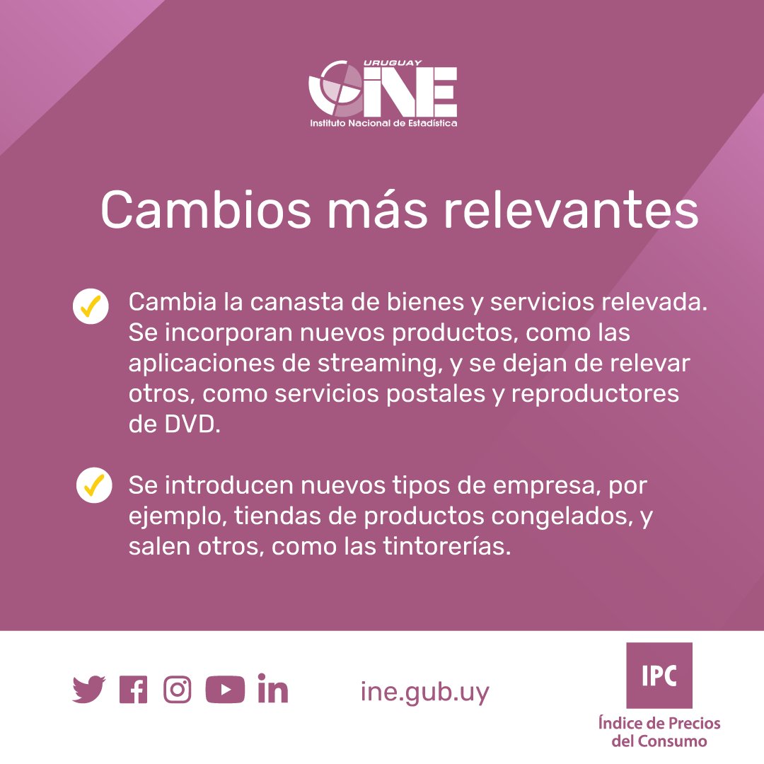 ine_uruguay's tweet photo. 🗓️¡HOY!
🕕14:00
📽️En vivo en: https://t.co/tMSNiXZEUs
👉¡No te pierdas la presentación de la nueva base del IPC!
👉Te traemos un poco de información sobre el IPC y el cambio realizado.

#indicadores #datosine #uruguay https://t.co/oHMGoBzN0i
