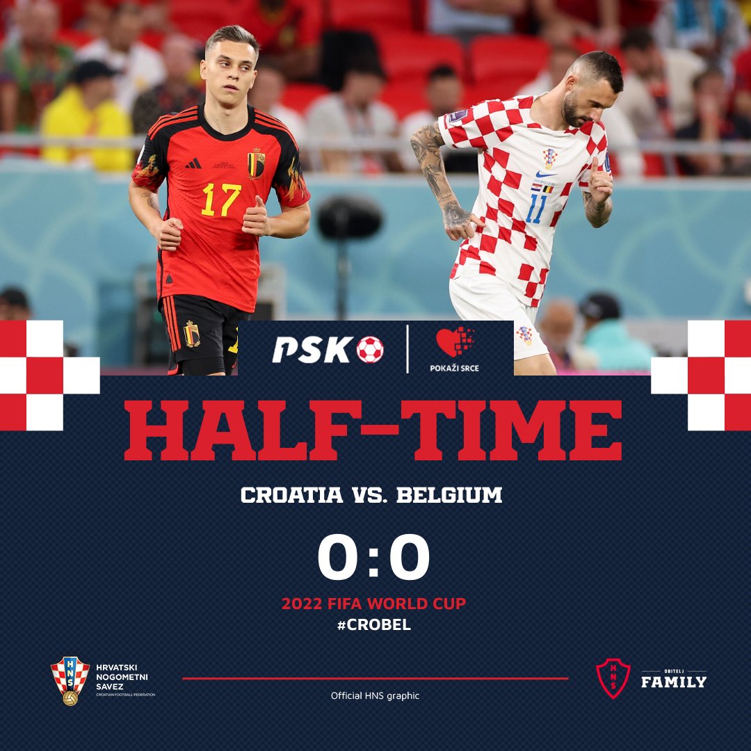 First half over at Ahmad bin Ali Stadium. No goals. #CROBEL 

#FIFAWorldCup #Qatar2022 #Family #Vatreni❤️‍🔥