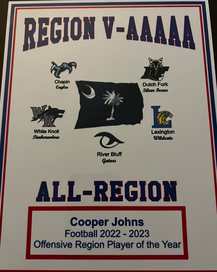 CooperJohns05's tweet photo. Blessed to be named Offensive Region Player of the Year(region 5,5A)‼️ and River Bluff Offensive Most Valuable Player‼️Ended the season with 2,157 All purpose yards‼️ https://t.co/5bBTCmuksA