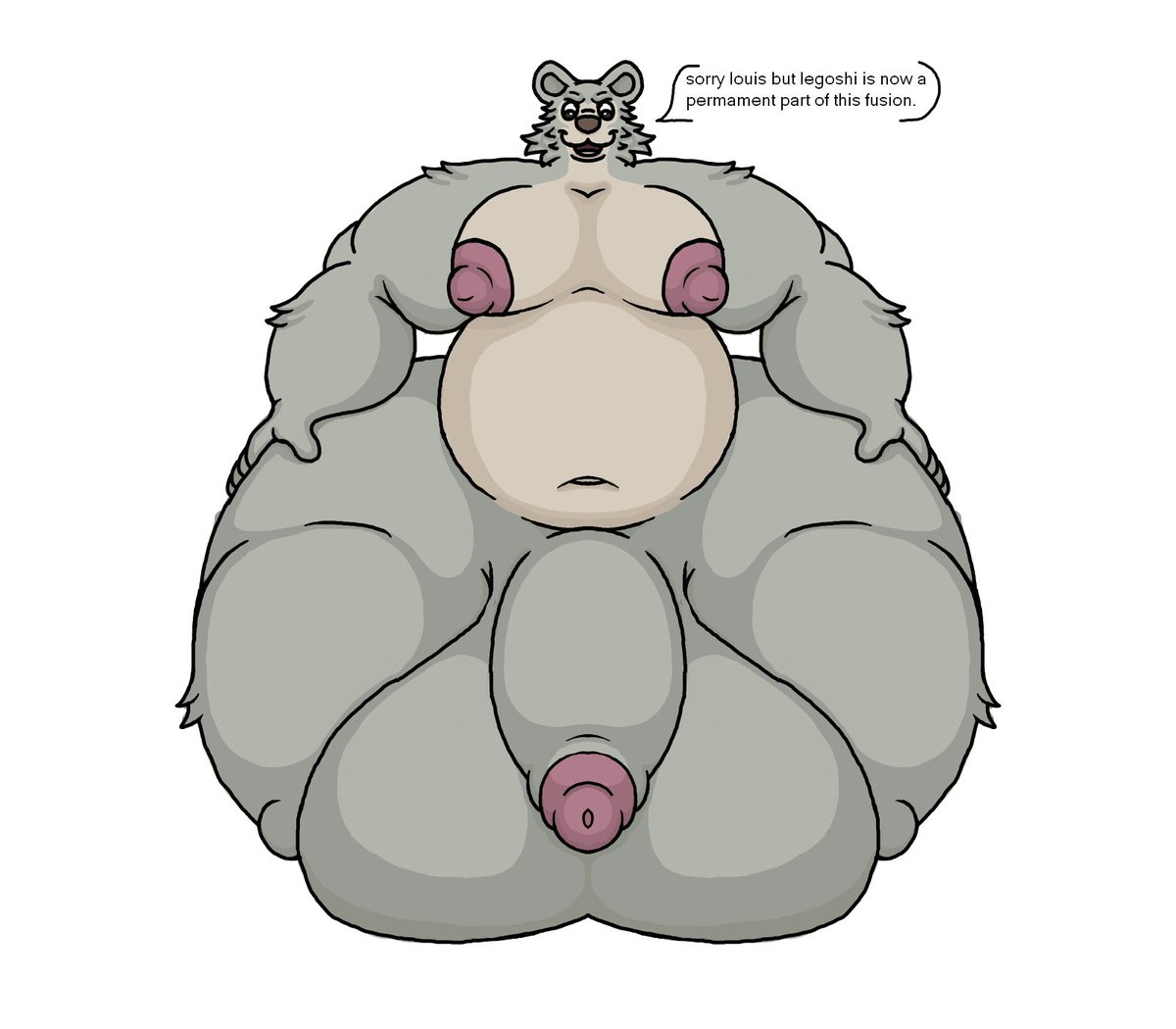 Fusion_duck's tweet photo. riz has taken complete control of the fusion leaving legoshi unable but follow the bear's will as they corner louis who about to join the fusion as fat. #fusion #implied_vore #nsfw #beastars #riz #legoshi #MERGE #permafusion https://t.co/hu7orjEOAt