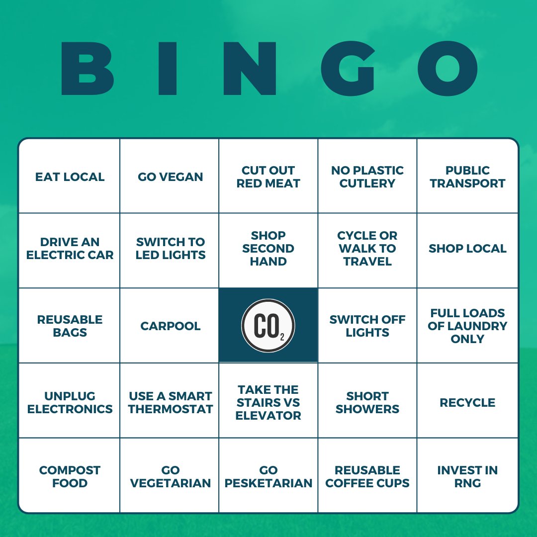 EverGenInfra's tweet photo. Did you get BINGO!? 🧐
Renewable Natural Gas helps reduce greenhouse gas emissions, fight climate change, and can help reduce your carbon footprint. 👣
Check out these ways to contribute to a #GreenFuture & tell us how you did!
#RNG #GHG #EverGen $EVGN https://t.co/pGTEyWMXlR