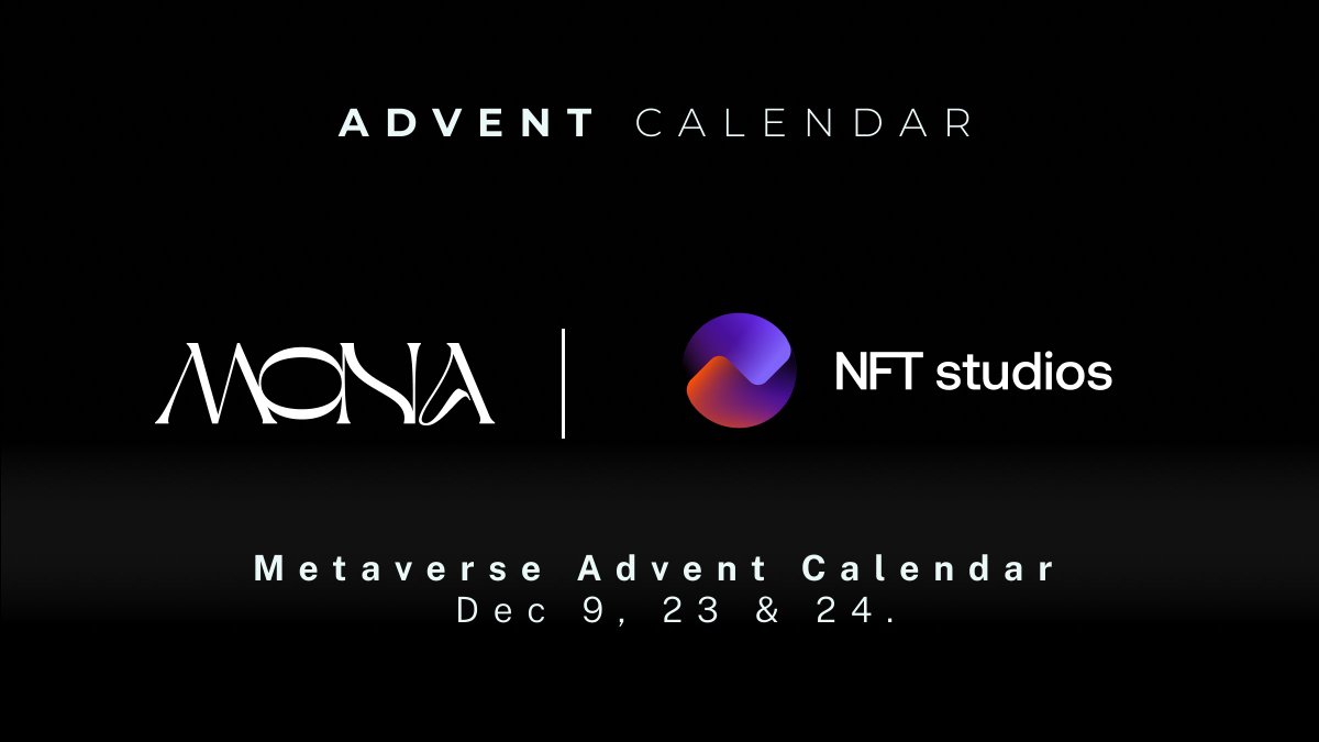 NFT Studios (@nftstudios_io) on Twitter photo NFT Studios ๐ค Mona
We are joining <a href="/monaverse/">MONA</a>'s #AdventCalendar 2022!
We have some awesome Christmas giveaways from our most popular projects @Cryptomotors_io <a href="/raregotchi/">Raregotchi ๐พ</a> & <a href="/VoxelArchitects/">VoxelArchitects</a> ๐๐
Stay tuned for more news on how to participate! NFT Studios ๐ค Mona
We are joining <a href="/monaverse/">MONA</a>'s #AdventCalendar 2022!
We have some awesome Christmas giveaways from our most popular projects @Cryptomotors_io <a href="/raregotchi/">Raregotchi ๐พ</a> & <a href="/VoxelArchitects/">VoxelArchitects</a> ๐๐
Stay tuned for more news on how to participate!