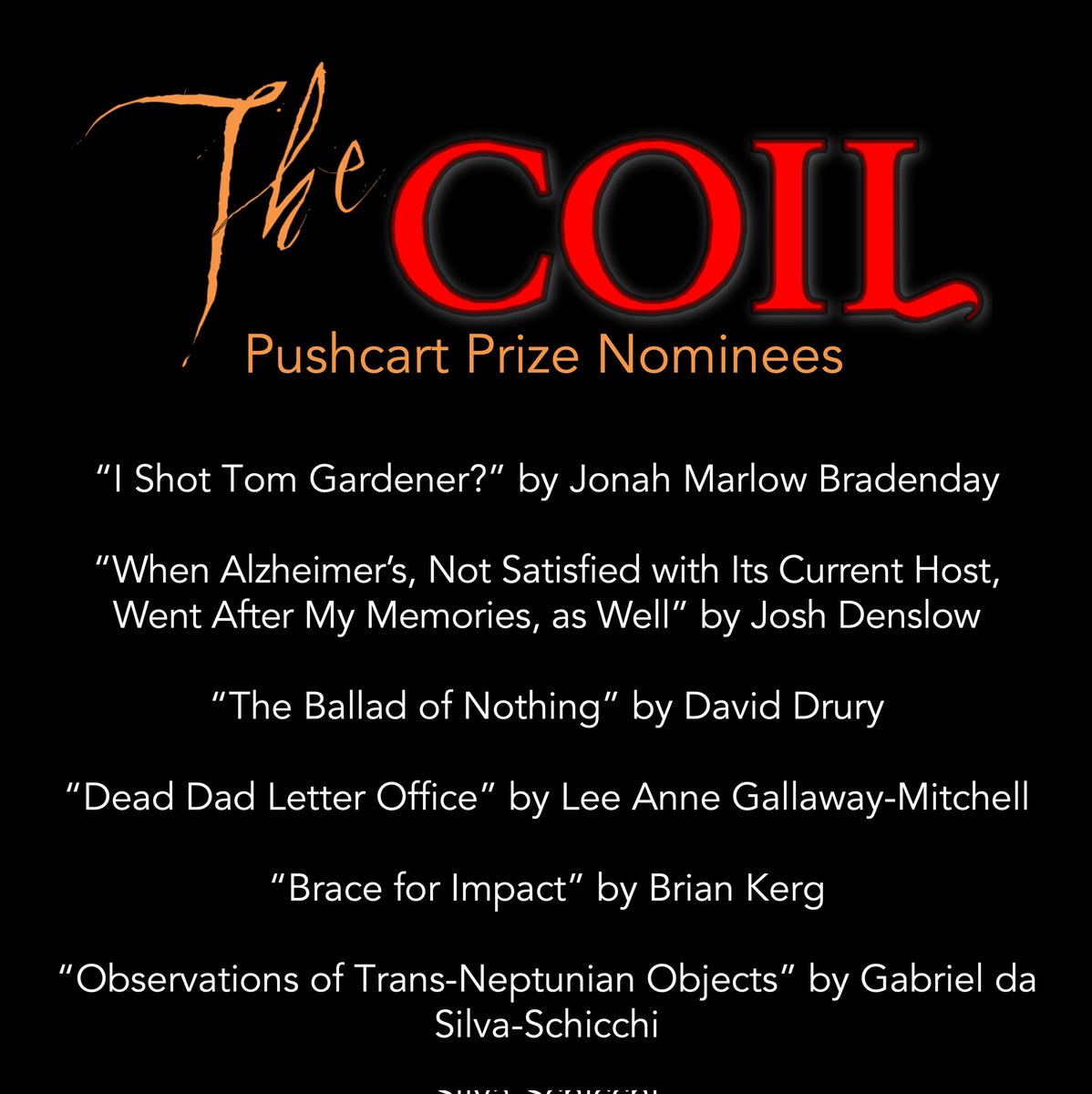 Congrats to our Pushcart Prize nominees &amp; good luck!🤞