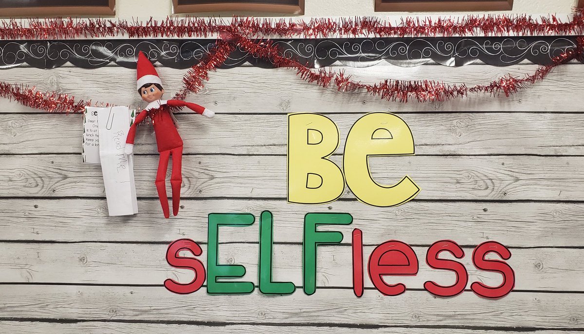 3rdGrSquad's tweet photo. Our class elf, Kringle arrived today!  He is going to bring us some tips on how to be sELFless all month.  He also brought us a sheet for our morning meeting to think about how we can be selfless.  #clarkestrong #morningmeeting #clasself @CCPS_VA @CESGoPanthers @MTinsman_edu https://t.co/21n8vlU4Vw