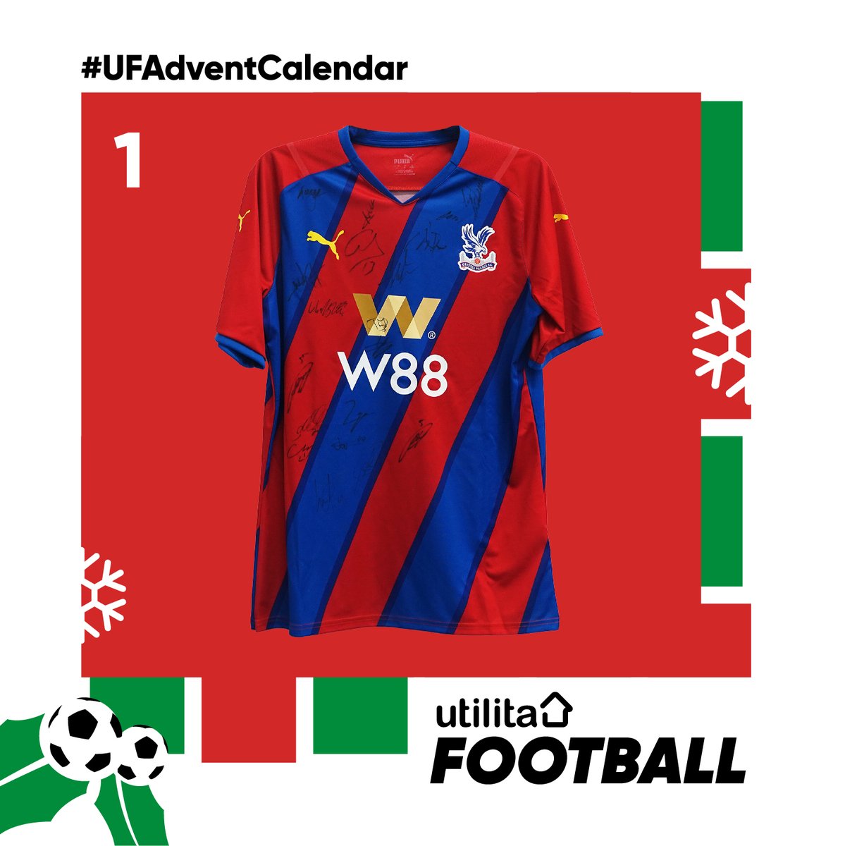 UtilitaFootball's tweet photo. 🎁 𝐔𝐅 𝐀𝐝𝐯𝐞𝐧𝐭 𝐂𝐚𝐥𝐞𝐧𝐝𝐚𝐫 🎁

✍️  Win yourself this 21/22 signed @CPFC home shirt for Christmas!

RT, follow us and tag a mate for the chance to win - winners will be notified by DM

⌛ Entries close 10am December 2nd 

#UFAdventCalendar 📆 | #CPFC https://t.co/QajflUayy4