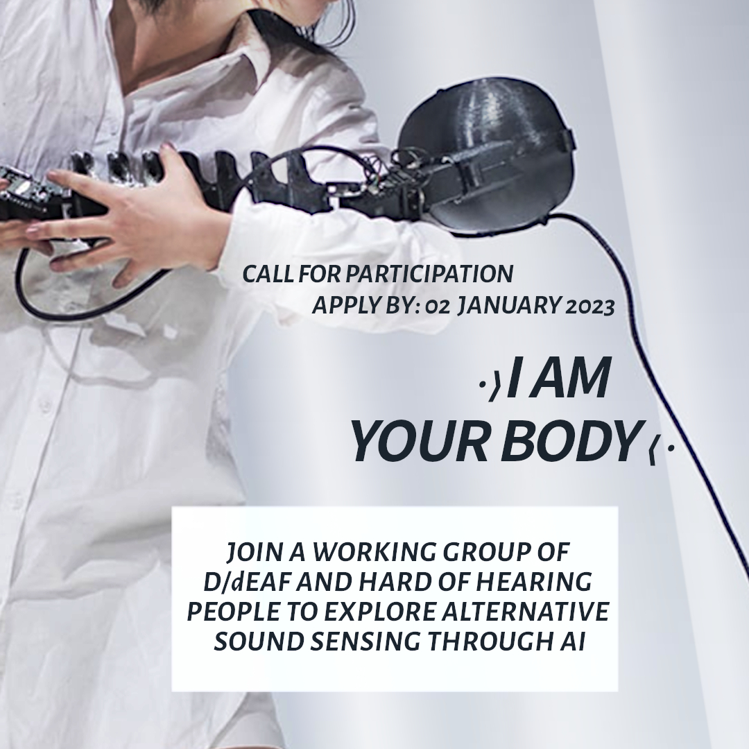 MarcoDonnarumma @Body_sound_machine@assemblag.es (@marcodonnarumma) on Twitter photo New solo project! 'I Am Your Body' looks at the embodied knowledge of D/deaf and hard of hearing bodies through sound, AI and prosthetic instruments. It starts from my own body and opens up to others. Join:
marcodonnarumma.com/series/i-am-yo…
with <a href="/medienwerk_nrw/">medienwerk.nrw</a> <a href="/PACTZollverein/">PACT Zollverein</a> <a href="/_iil_is/">Intelligent Instruments Lab</a> New solo project! 'I Am Your Body' looks at the embodied knowledge of D/deaf and hard of hearing bodies through sound, AI and prosthetic instruments. It starts from my own body and opens up to others. Join:
marcodonnarumma.com/series/i-am-yo…
with <a href="/medienwerk_nrw/">medienwerk.nrw</a> <a href="/PACTZollverein/">PACT Zollverein</a> <a href="/_iil_is/">Intelligent Instruments Lab</a>