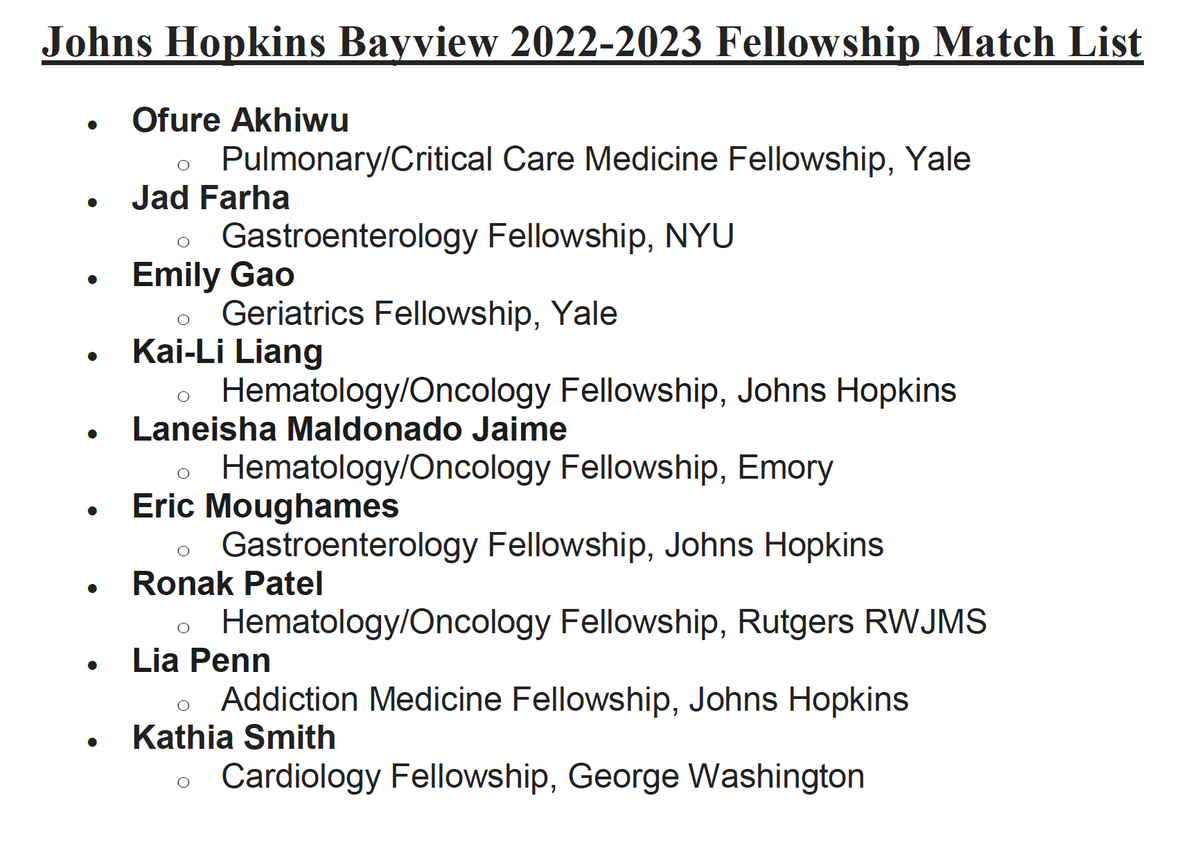 BayviewMedicine's tweet photo. We are always proud of the amazing doctors in the Bayview family and are thrilled to share our 2022 Fellowship Match.  Go Starfish Go!
#BayviewLove https://t.co/A2BjknMBNz