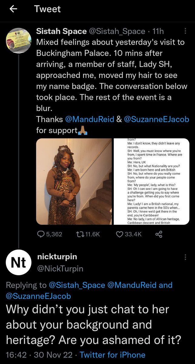 @TfL I'm confident that your leadership team + employees were appalled to learn of the abuse Ngozi Fulani was subjected to recently.

Re: this screenshot, I'm sure your equally appalled by one of your contractors adding insult to Ms Fulani's experience. #contractor #ethics