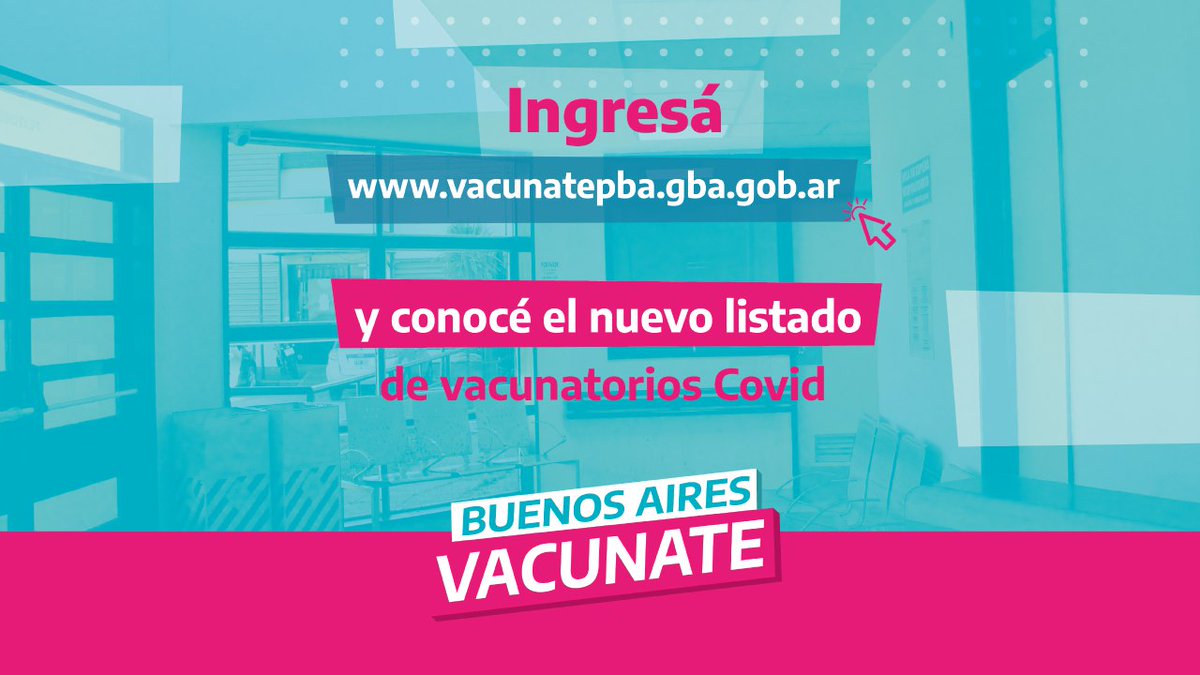 BAProvincia's tweet photo. 📣 Nuevo listado de vacunatorios COVID-19

💉 Si todavía no completaste o reforzaste tu esquema de vacunación, podés acercarte sin turno a cualquiera de los puntos de la provincia.

 📍 https://t.co/0EweWCAvQB

¡Es fundamental que nos sigamos cuidando!
👉 https://t.co/pIKa2mIzTb https://t.co/aYdwJJSOnu