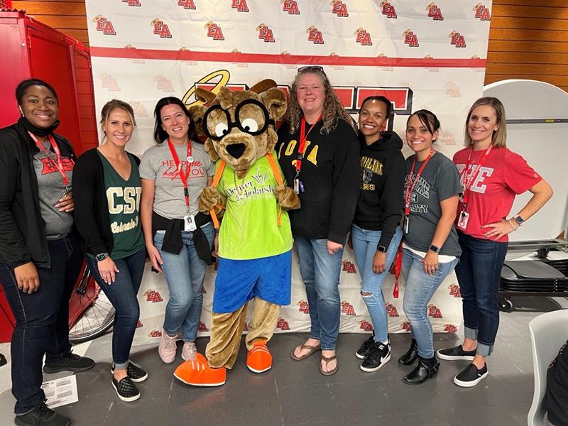 Denver Scholarship Foundation (@denvscholarfdtn) on Twitter photo One Goat, seven angels. 👼 A huge shoutout to our DSF College Advisor Lisa and the entire <a href="/DenverEastHS/">Denver East High School</a> counseling team for their work with @DPSNewsNow students! Since Colorado Free Application Day, they have welcomed DSF College Advisor Ambria to the East family! ♥️ One Goat, seven angels. 👼 A huge shoutout to our DSF College Advisor Lisa and the entire <a href="/DenverEastHS/">Denver East High School</a> counseling team for their work with @DPSNewsNow students! Since Colorado Free Application Day, they have welcomed DSF College Advisor Ambria to the East family! ♥️