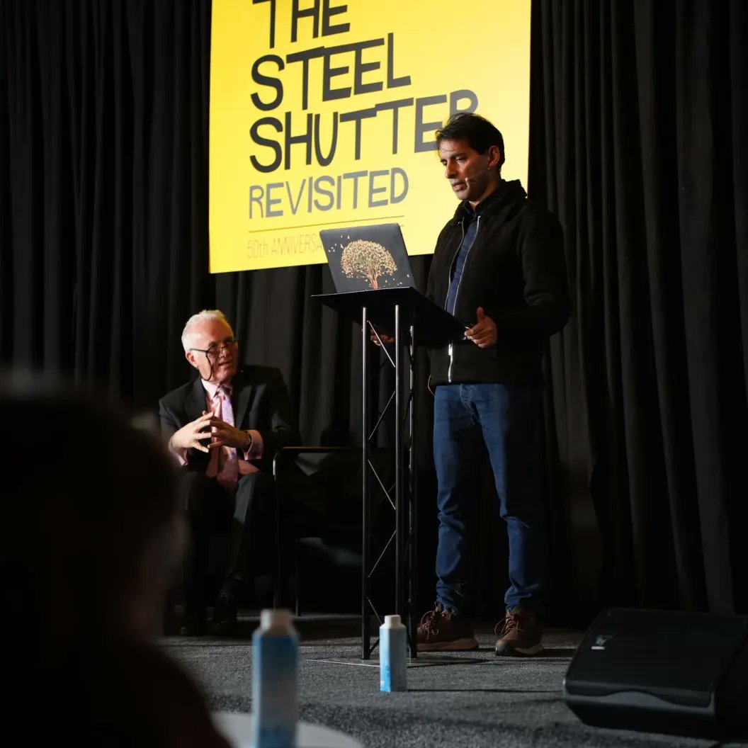WeArePeaceFire's tweet photo. Professor &amp; Documentarian Pratap Rughani delivers insight into the media, the documentary format and its ability to communicate trauma, shared consciousness and history. #TheSteelShutter #TheSteelShutterRevisited #carlrogers #documentaryfilm #Belfast https://t.co/Ry0i7UdvGK