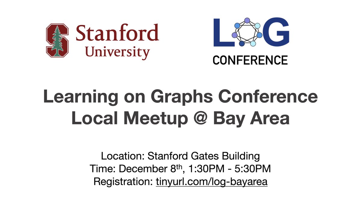 KexinHuang5's tweet photo. We are hosting a @LogConference bay area local meetup! Come to Stanford to learn about exciting new research in LOG and hang out with graph ML folks! Register here: https://t.co/0VhW3g6wiS

with @jure @MinkaiX @kaidicao Lata Nair https://t.co/WjbaYbQfER